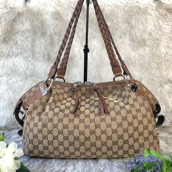 Gucci GG Canvas Medium Bamboo Bar Tote - Picture 1 of 16